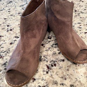 TC Suede Brown Open-Toe Booties